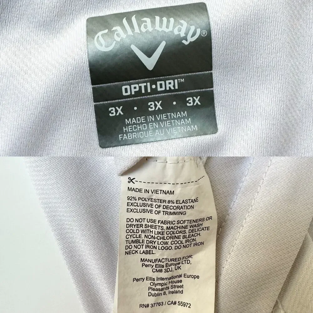 Callaway Men's Swing Tech Solid White Opti Dri Polo 3X - Picture 10 of 10
